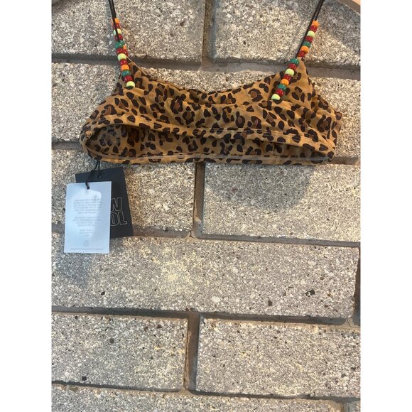 FP a movement Leopard Print Bikini Top With Recycled Materials & Beaded Straps X - Picture 7 of 7